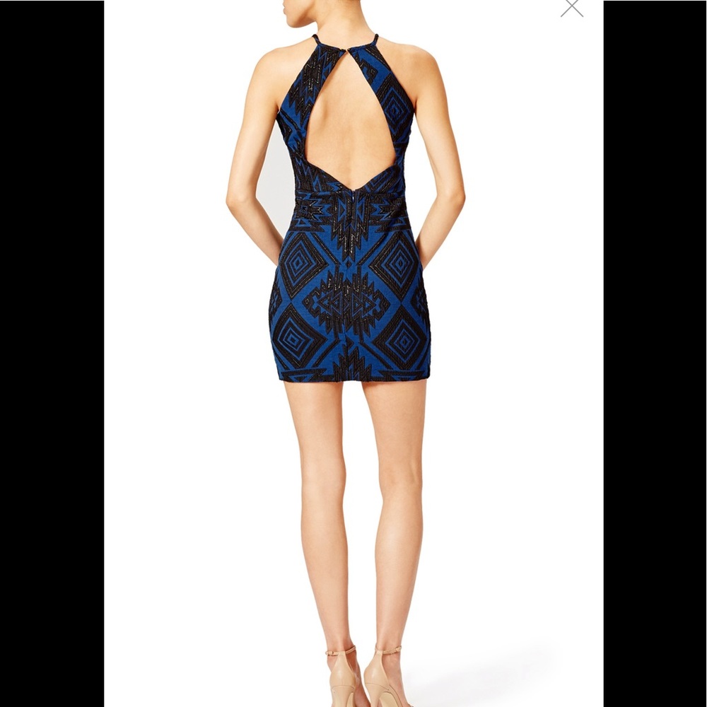 PARKER Blue & Black Metallic Halter Dress SIZE XS - Picture 8 of 8